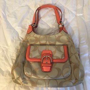 Coach tan and peach purse