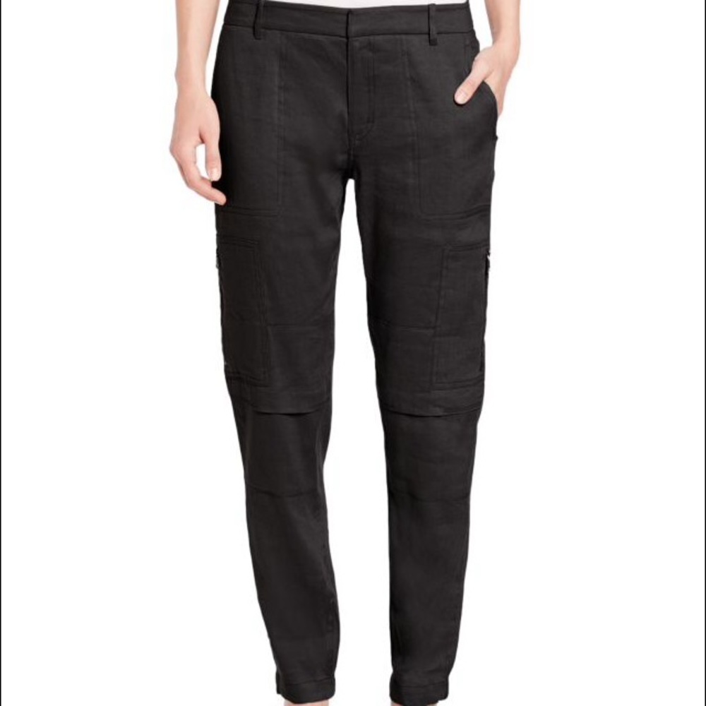 Vince Linen Cargo Black Pants