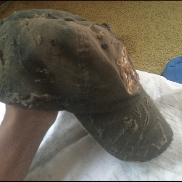 Polo hat, custom made, Olive green & tan - Picture 3 of 3