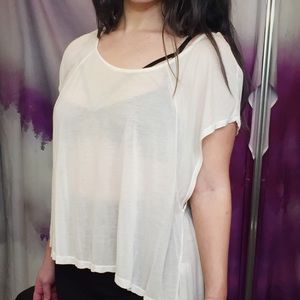 ⚡SALE⚡ Brandy Melville White Cotton High-low Tee Shirt