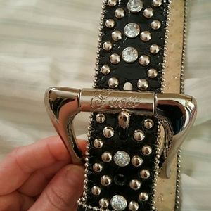 Guess genuine leather rhinestone belt