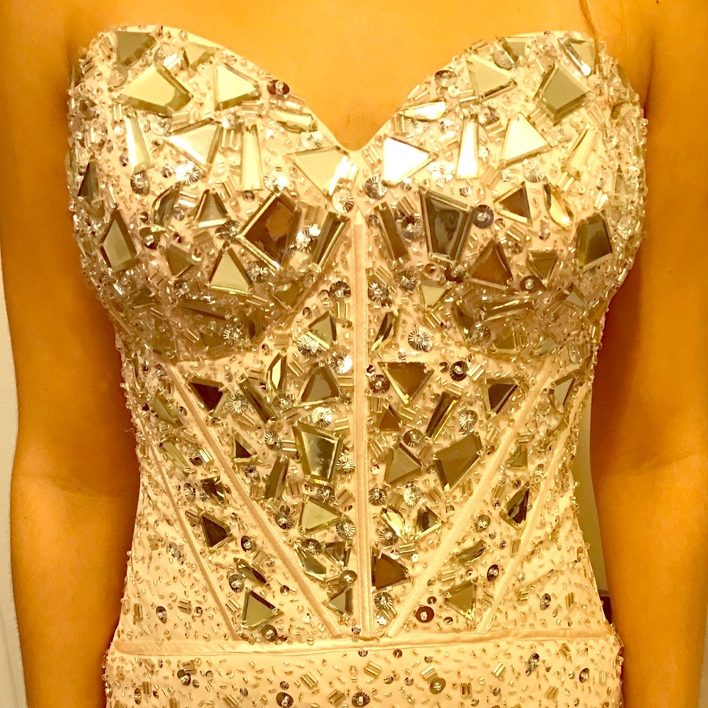 Beautiful blush pink chiffon prom dress