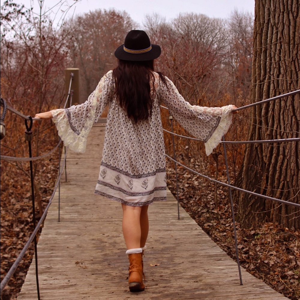 Free People bell sleeve peasant dress