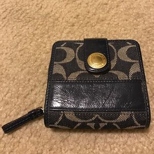 Signature Denim & Leather Coach Wallet