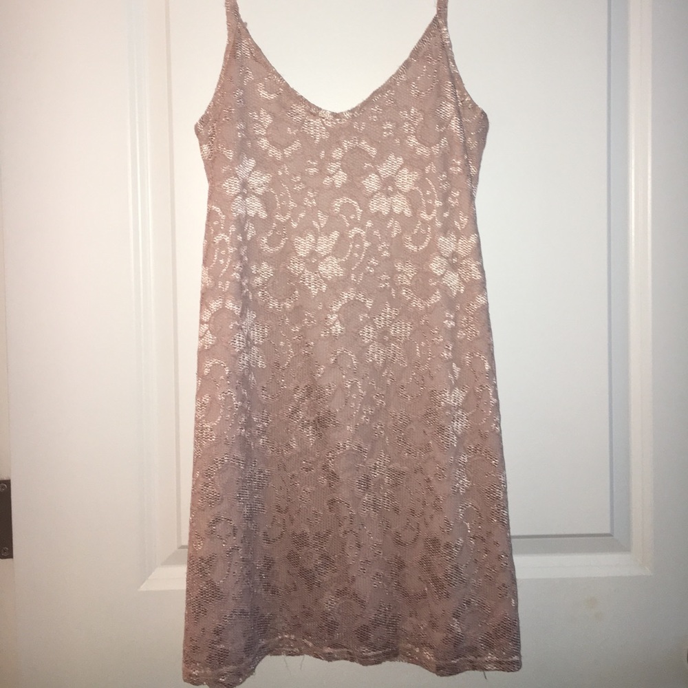 Pink lace slip dress