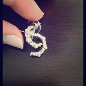 Silver pearl and stone half hoop earrings. NEW!