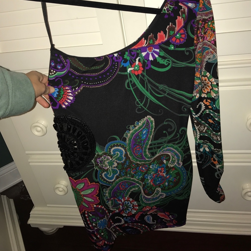 One shoulder long sleeve dresss