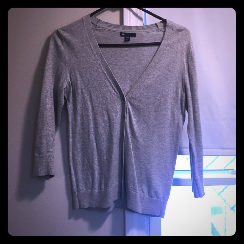Gap button cardigan, gray, 3/4 sleeves, size S