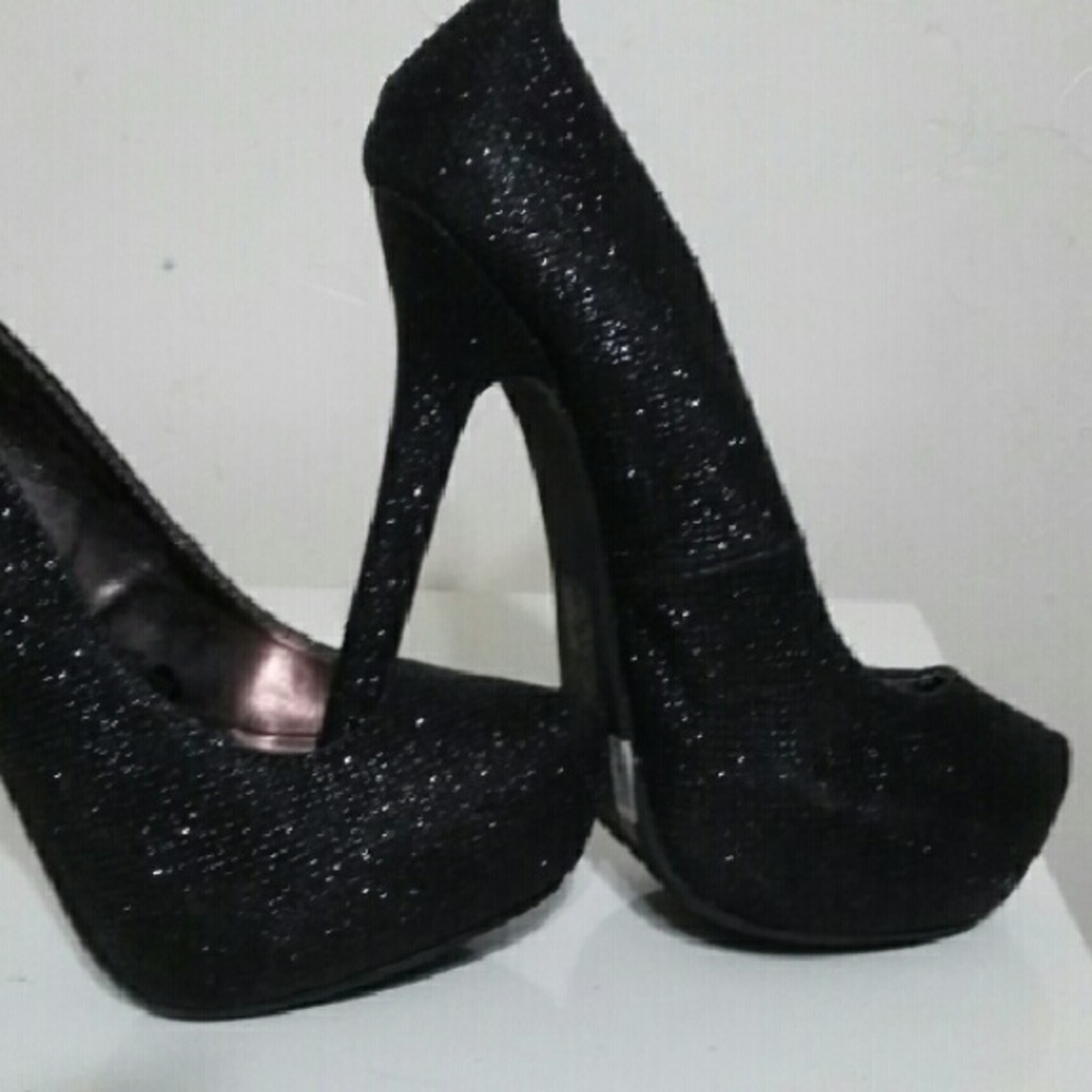 Black sparkle heels