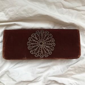 Brown velvet clutch