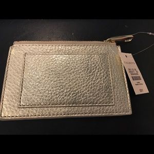 Pebble Leather Zip Card Case - Metallic