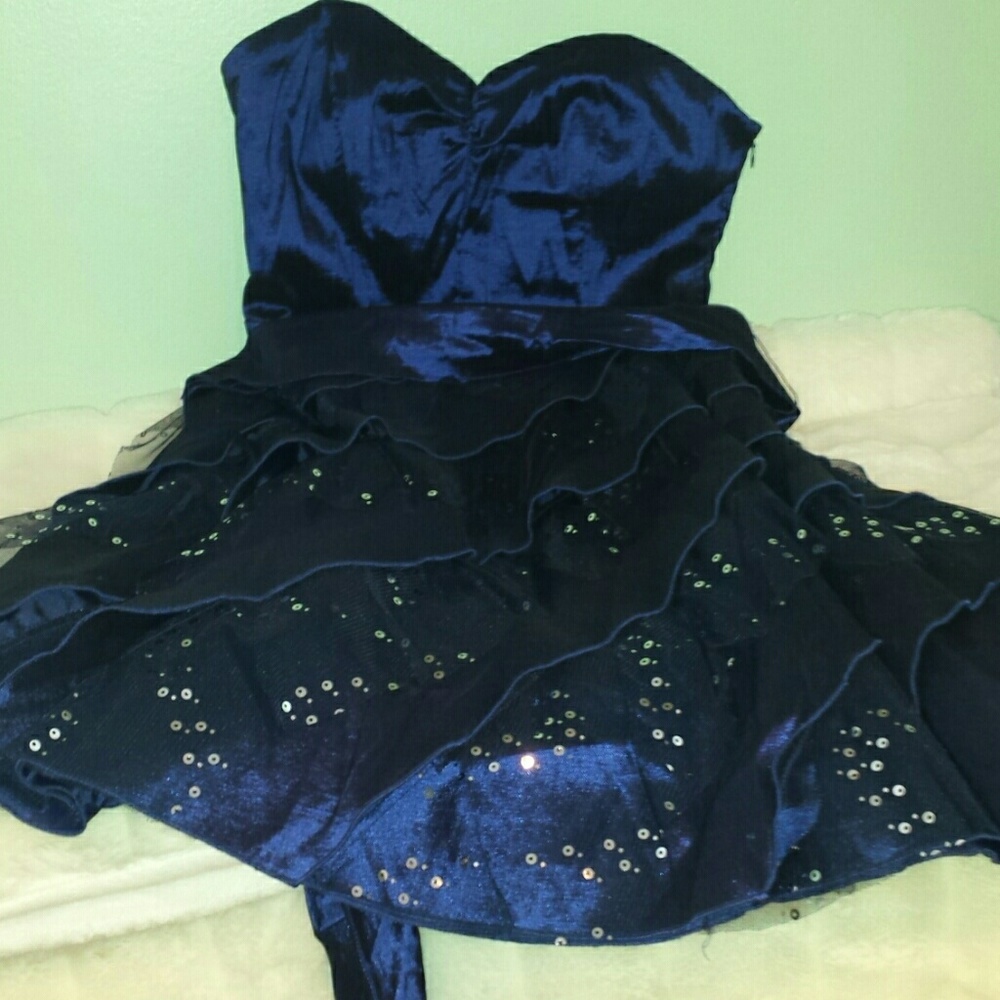 Navy and silver formal dress