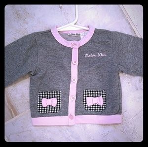 Infant girls Calvin Klein gray,blk, & pink sweater