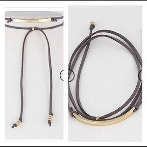 Gray leather choker