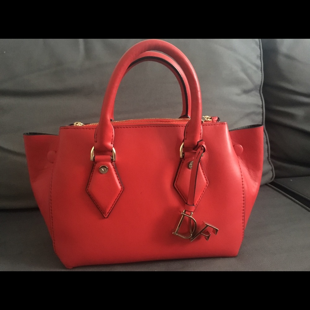 DVF RED Double Zip  Voyage leather satchel