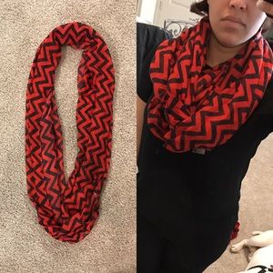 Black and Red chevron infinity scarf.