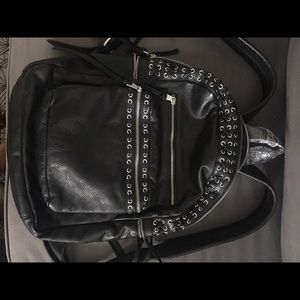 Ash  - Black Leather Backpack