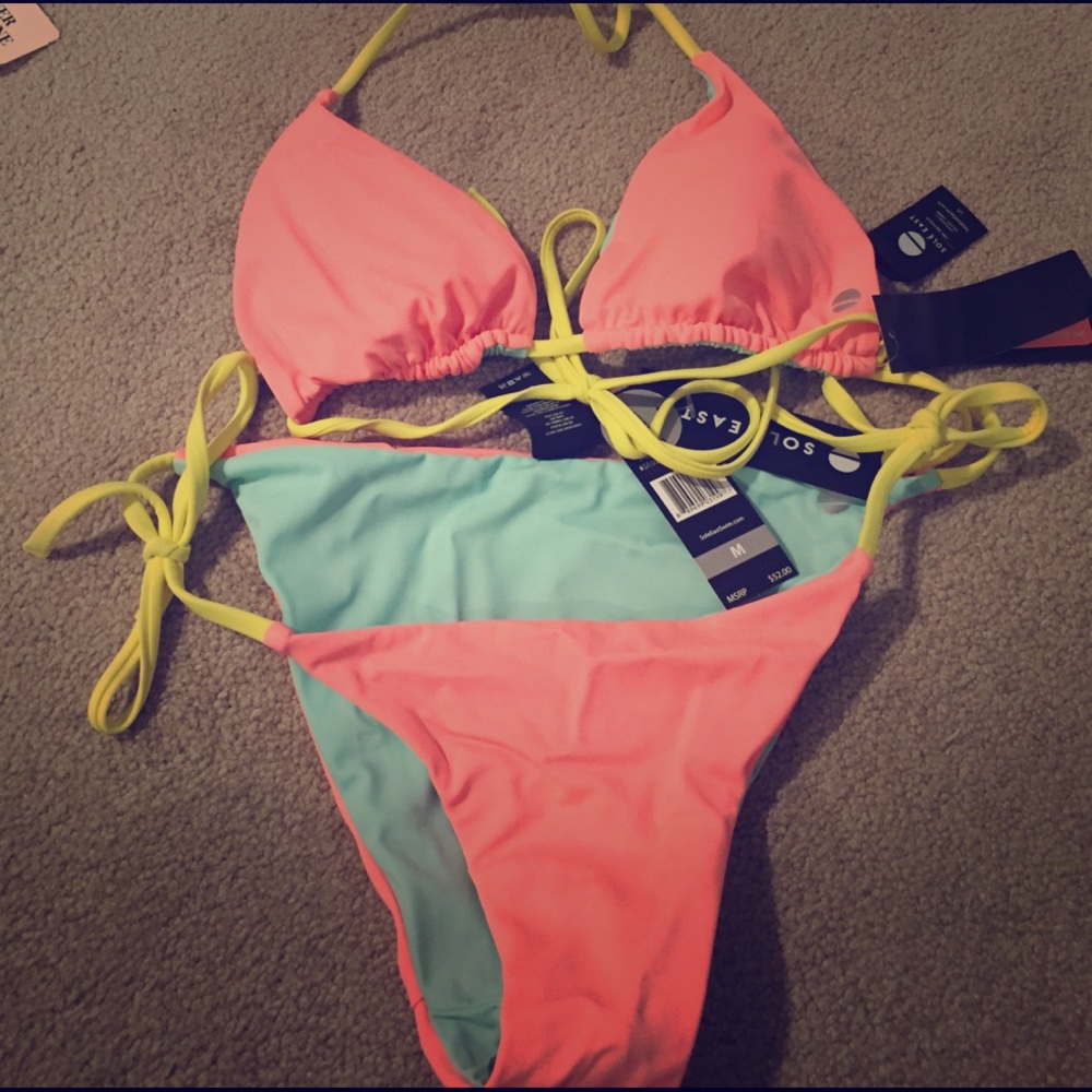 Sole East reversible string bikini top L bottom M