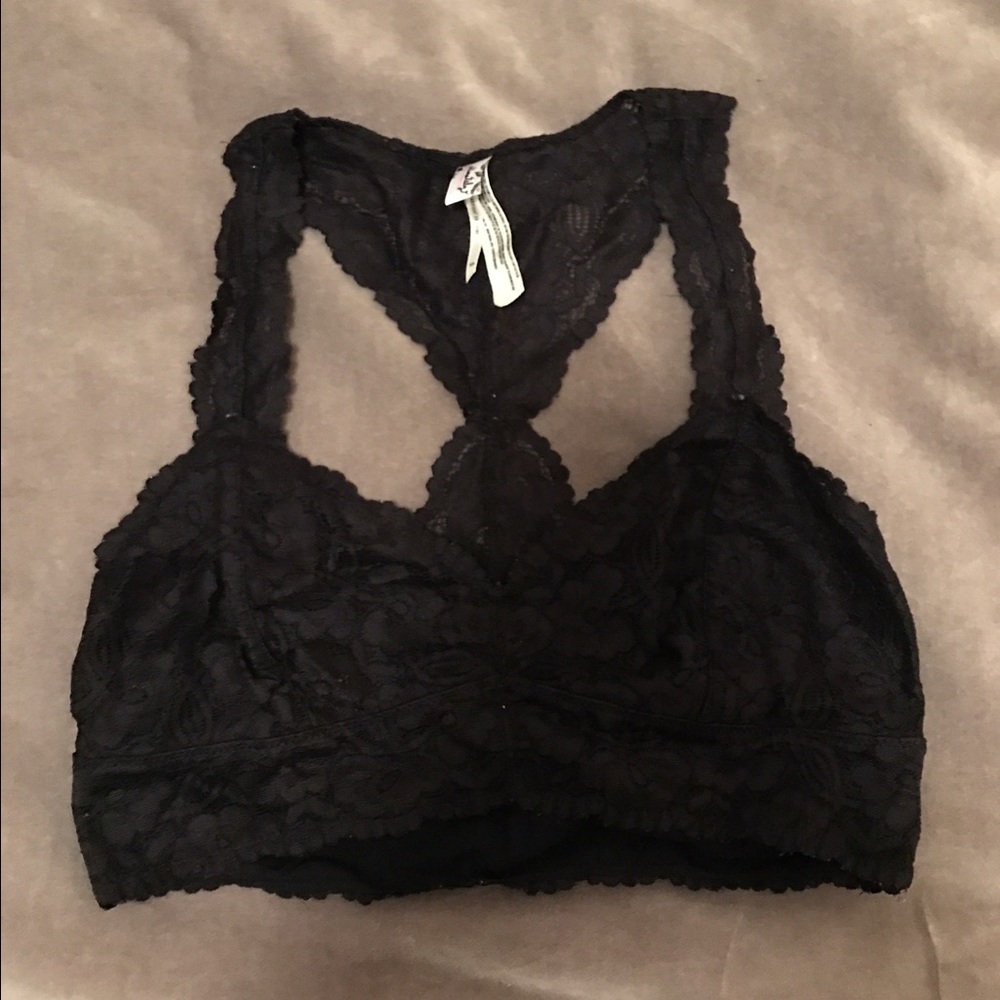 Galloon black lace raced back free people bralette