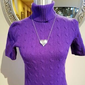 Ralph Lauren Purple Cashmere Cable Turtleneck