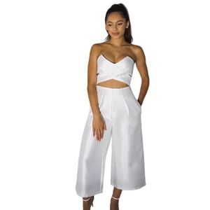 White culotte jumpsuit cutout jumpsuit