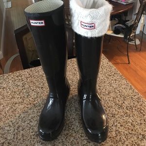 Hunter black tall rain boots