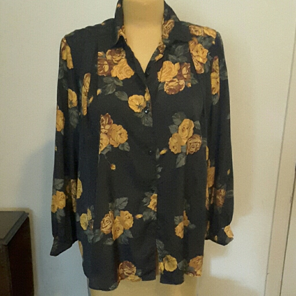 Vintage Siasia/New York 100% Poly swing blouse 1X