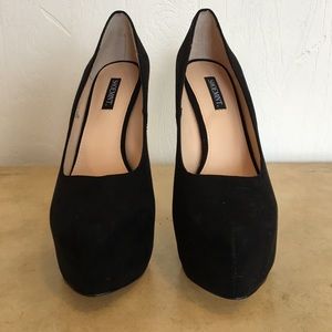 Shoemint Black Suede Platform Heels Size 7.5