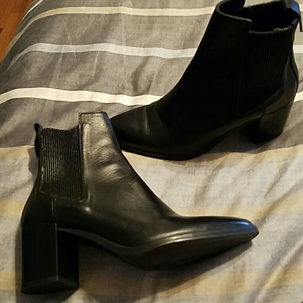Zara leather block heel ankle boots