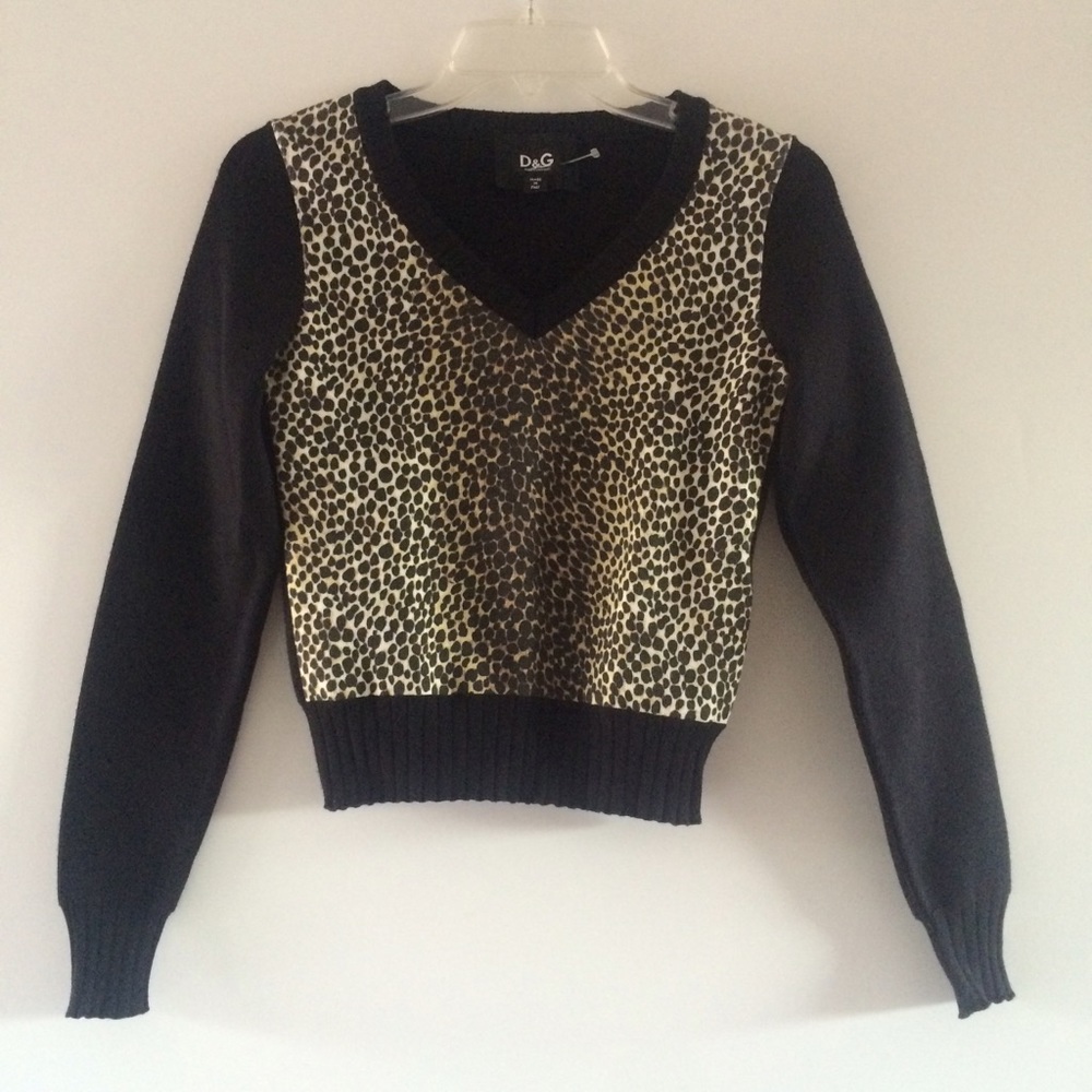 Dolce and Gabbana Leopard Print Crop Sweater