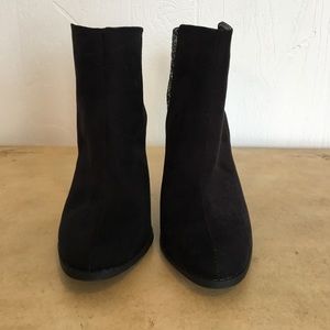 Massimo Black Faux Suede Heeled Booties