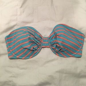 Blue and coral J. Crew bikini top