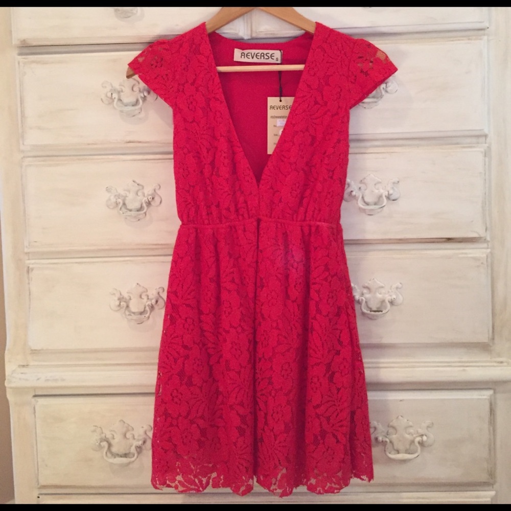 Red lace dress made by Reverse