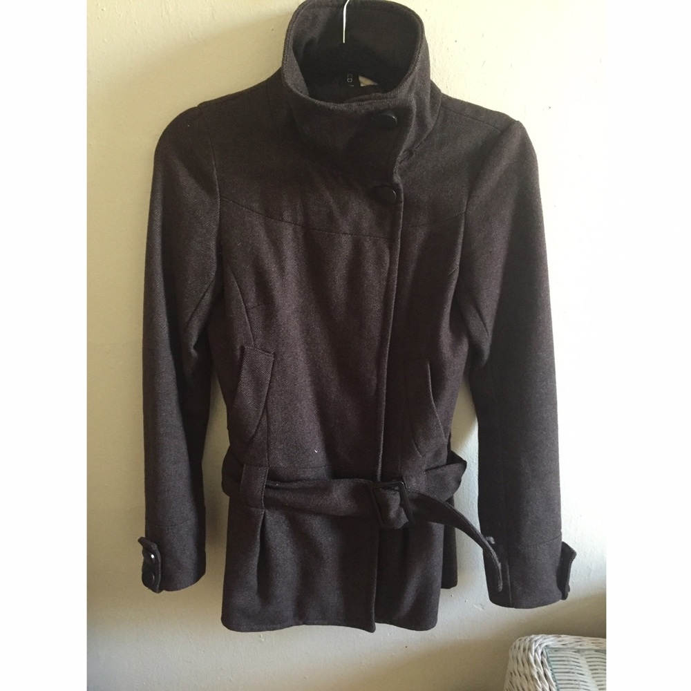 H&M Brown Coat Buckle High Neck Fully Lined