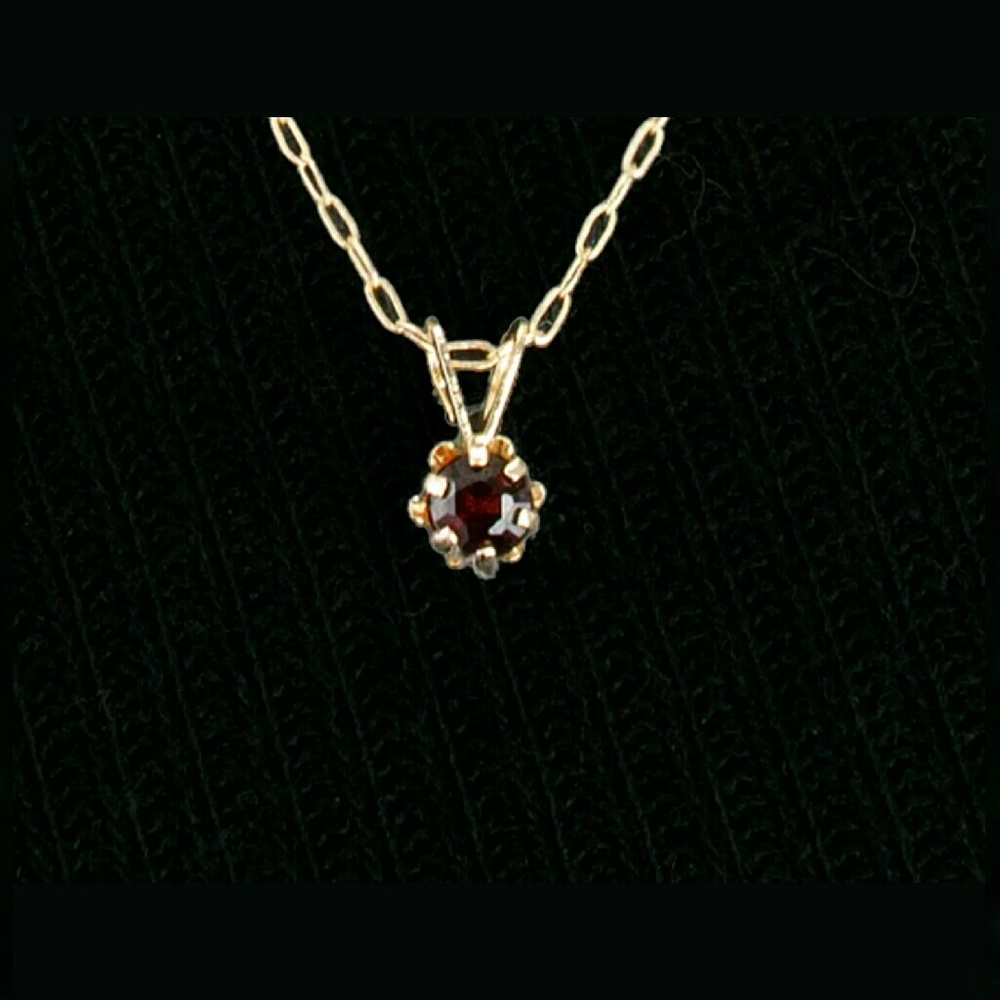14k Small Belcher Chain necklace with Garnet