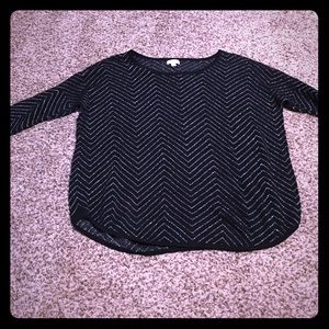 Charming Charlie 3/4 sleeve black/silver sweater