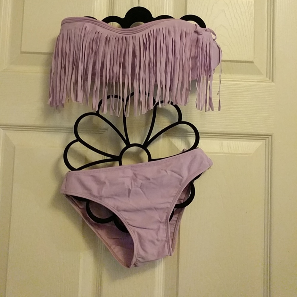 New two piece purple strapless bikini