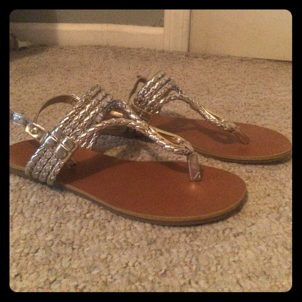 Size 8 silver open-toe sandals