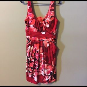 Bison Bisou red floral sleeveless dress