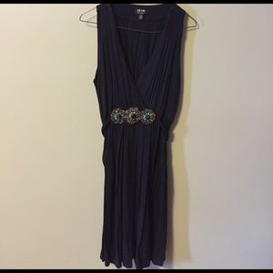 Nicole Miller black plunge sleeveless dress