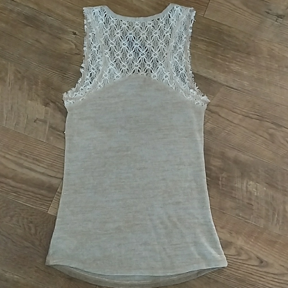 Miss Me Ivory Tan Gold Beaded Tank w Lace Straps🗝 - Picture 3 of 4