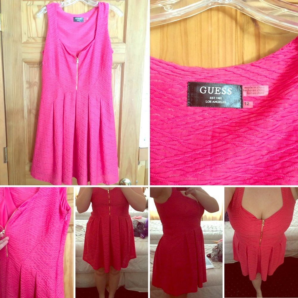 SEXY PINK GUESS DRESS ZIPPER FRONT!