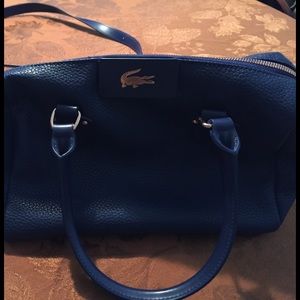 Lacoste pvc bag; blue with rose gold hardware