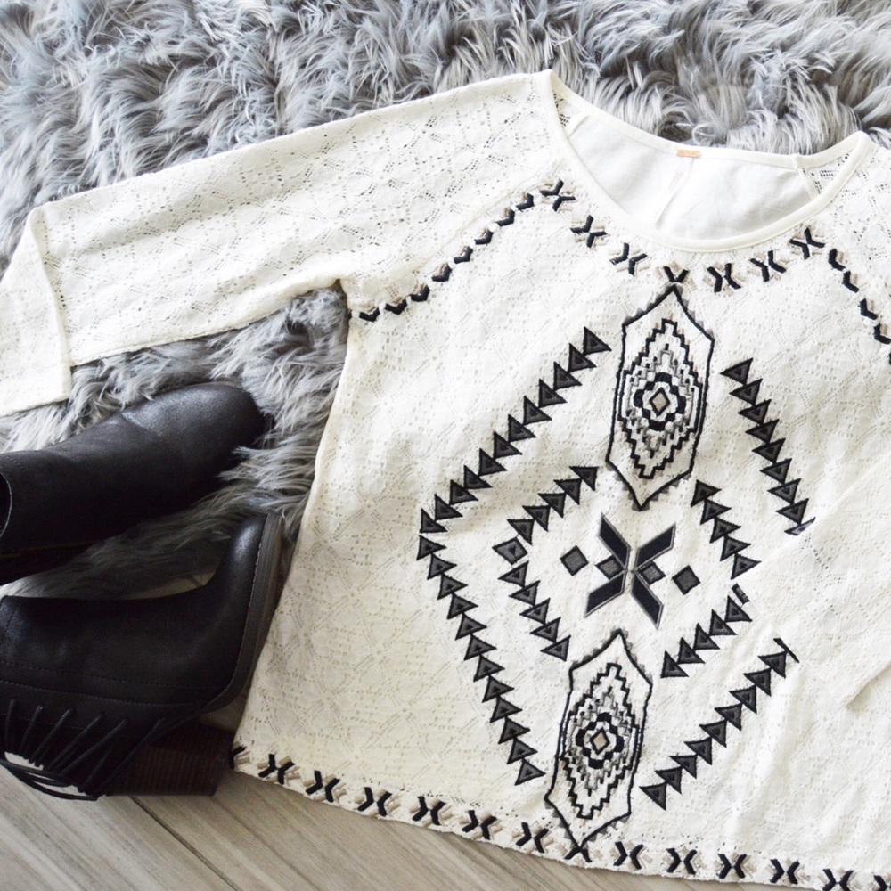 Free People Embroidery Lace Top
