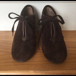 Brown suede booties