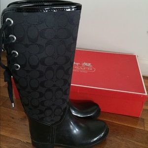 COACH Tristee Black Rain Boots NWB Size 6
