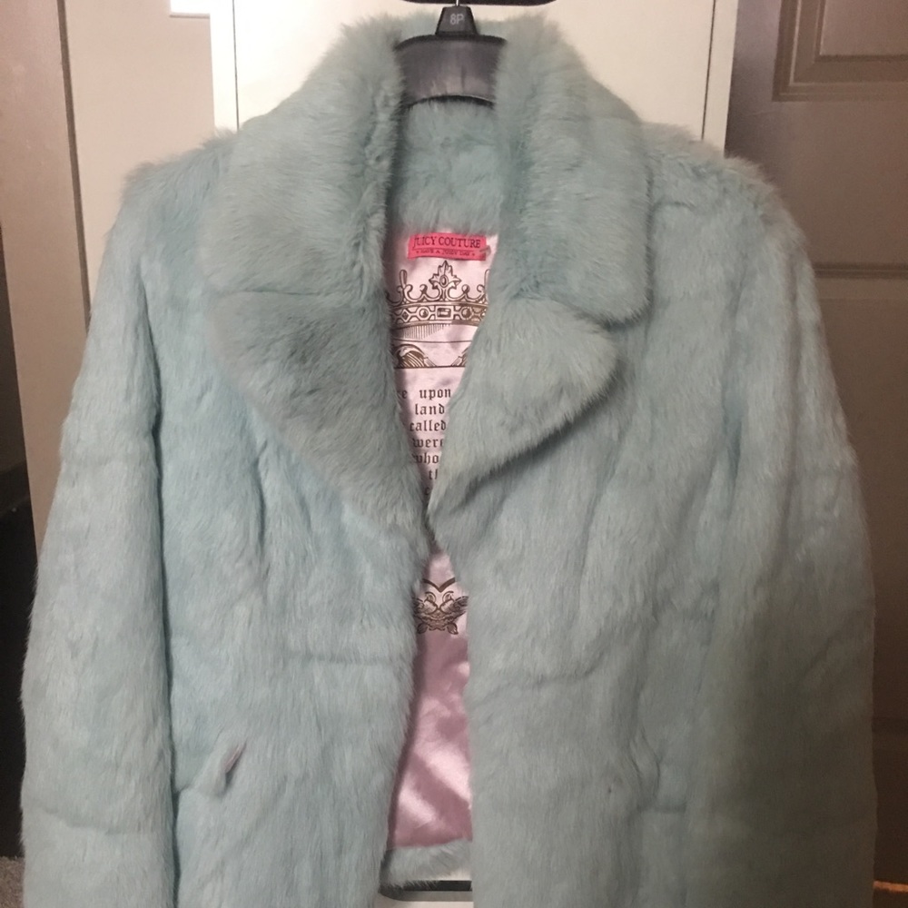 Juicy Couture real rabbit fur blue coat jacket