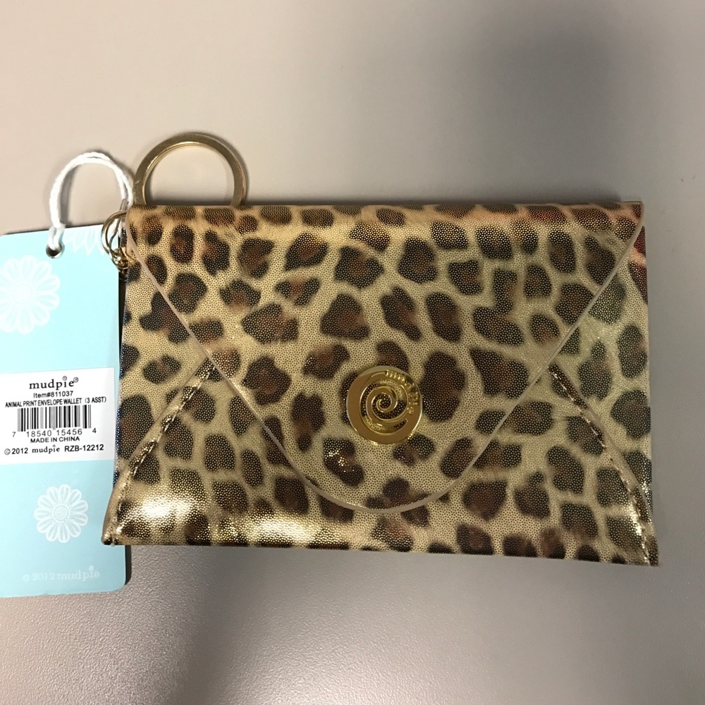 NWT Mud Pie animal print envelop wallet