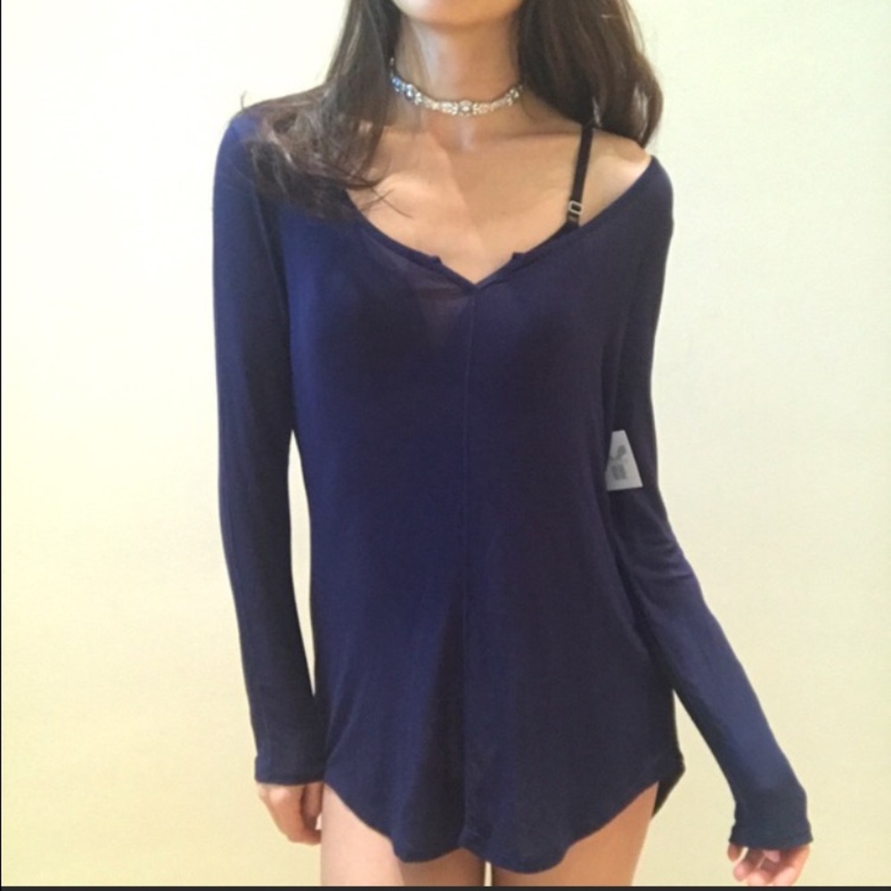 Navy you go girl long sleeve top