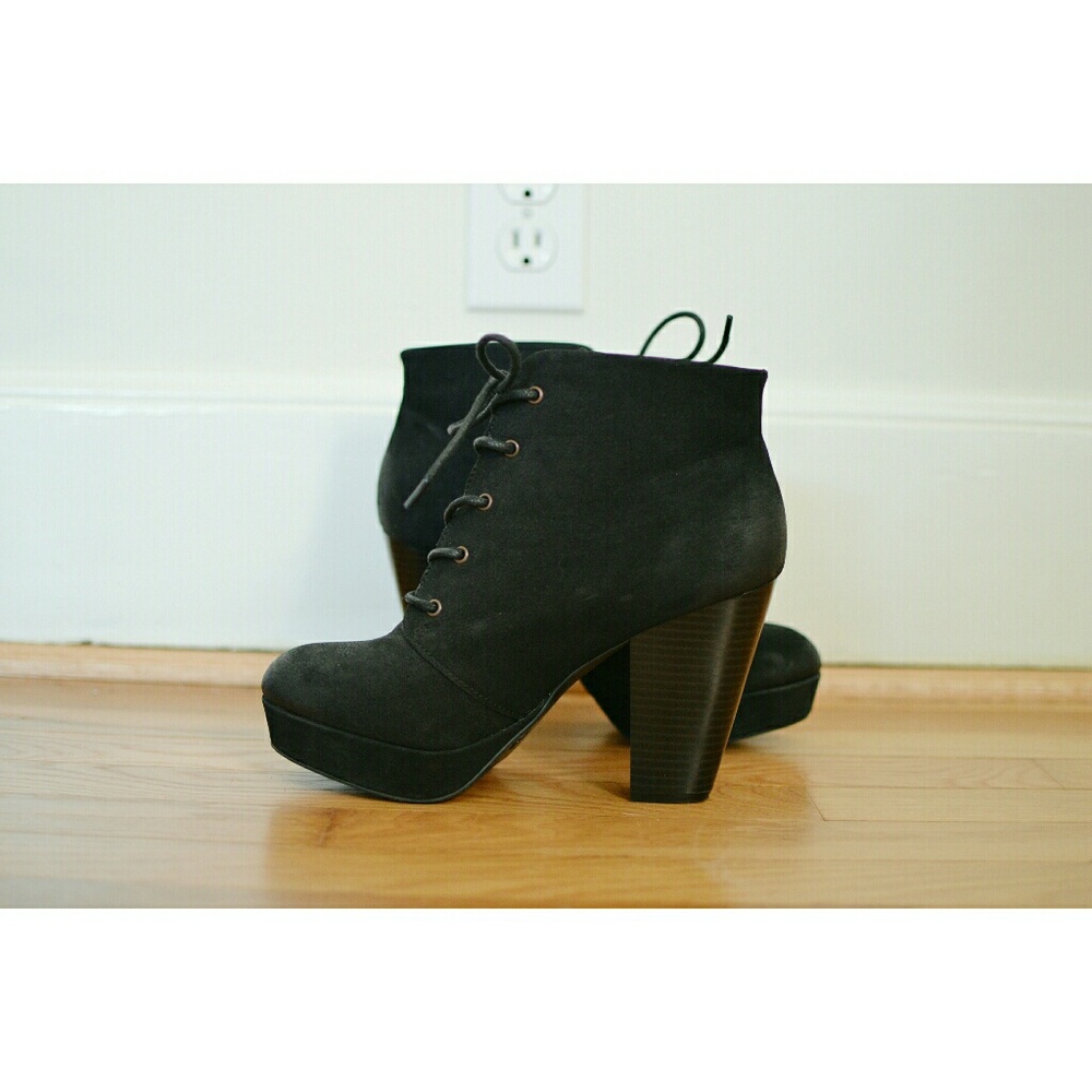 Chunky Heel Lace Up Booties